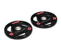 SPORTNOW Lot de 2 disques de poids en acier de 10kg avec revêtement en caoutchouc, trou de Ø5cm pour haltères et poignées pour utilisation manuelle