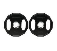 SPORTNOW Lot de 2 disques de poids olympiques 5 kg en fonte Plaques de poids avec trou de 5 cm pour entraînement de remise en forme dans la maison Ø24 x 3,5 cm Noir