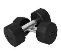 SPORTNOW Lot de 2 haltères en métal et caoutchouc de 8 kg à 12 faces, haltères de gymnastique avec poignée antidérapante, 26x12x12 cm, noir