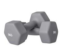 SPORTNOW Lot de 2 haltères hexagonaux 9 kg en métal et plastique avec poignée antidérapante, 25x11x11 cm, gris
