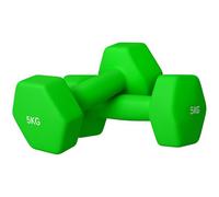 SPORTNOW Lot de 2 haltères hexagonaux avec poignée antidérapante, équipement d'entraînement de fitness à domicile, 2 x 5 kg, vert