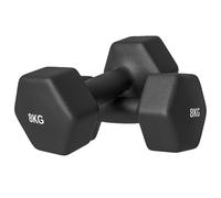 SPORTNOW Lot de 2 haltères hexagonaux en métal et plastique de 8 kg, haltères à 2 poids avec poignée antidérapante, 24x11x11 cm, noir