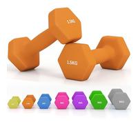 SPORTNOW Lot de 2 haltères hexagonaux, paire de poids en néoprène avec poignée antidérapante, équipement d'entraînement de fitness à domicile, 2 x 1,5 kg, orange