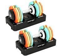 SPORTNOW Lot de 2 Haltères Réglables 5 à 25 kg avec Base de Rangement