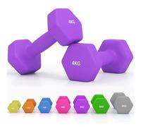 SPORTNOW Lot de 2 paires d'haltères hexagonaux en néoprène avec poignée antidérapante - Pour la maison, la gym, le fitness - 2 x 4 kg - Violet