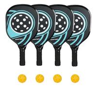 SPORTNOW Lot de 4 Raquettes de Pickleball Ensemble de Raquette de Pickleball en Bois de peuplier avec 4 balles et Un Sac pour intérieur, Bleu et Noir