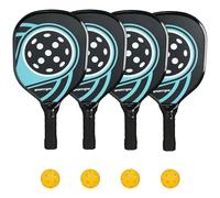 SPORTNOW Lot de 4 Raquettes de Pickleball Ensemble de Raquette de Pickleball en Bois de peuplier avec 4 balles et Un Sac pour intérieur, Bleu et Noir
