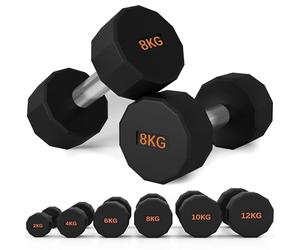 SPORTNOW Lot d'haltères avec forme à 12 côtés et poignée antidérapante pour homme et femme 2 x 8 kg