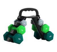 Sport Now - Lot d'haltères hexagonales 2x1kg/2x3kg/2x5kg - avec support convertible