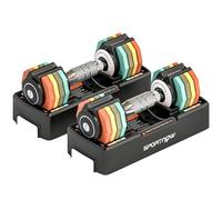 SPORTNOW Lot d'haltères réglables, de 1 à 5 kg, avec compartiment de rangement à réglage rapide, poignée antidérapante, peu encombrant, pour la maison, la salle de sport