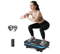 SPORTNOW Machine d'exercice à plaque vibrante avec lumières froides, plaque vibrante silencieuse pour la perte de poids et le drainage lymphatique avec Bluetooth, télécommande, bandes de résistance,