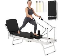 Machine reformer pilates - appareil de pilates - SPORTNOW - pliable système hybride 4 ressorts - acier - 195x56x88cm - blanc