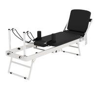 SPORTNOW Machine Reformer Pilates Pliable Système Hybride 4 Ressorts & 5 Cordes Silencieux Acier 195 x 56 x 88 cm Blanc