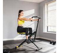 SPORTNOW Machine Total Crunch Pliable avec Siège Réglable, en Métal et Plastique, 57x105x115 cm, Jaune