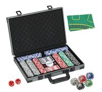 SPORTNOW Mallette de poker coffret de poker complet 400 jetons, boîtier en ABS, cartes à jouer, dés, dealer, tapis, clés