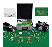 SPORTNOW Mallette de Poker Coffret de Poker Complet 500 Jetons, Boîtier en ABS, Cartes à Jouer, dés, Dealer, Tapis, clés, pour Jeux Blackjack et Texas Holdem