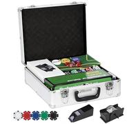 SPORTNOW Mallette de Poker Coffret de Poker Complet 500 Jetons, Boîtier en ABS, Cartes à Jouer, dés, Dealer, Tapis, clés, pour Jeux Blackjack et Texas Holdem