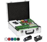 SPORTNOW Mallette de Poker Coffret de Poker Complet 500 Jetons, Boîtier en ABS, Cartes à Jouer, dés, Dealer, Tapis, clés, pour Jeux Blackjack et Texas Holdem