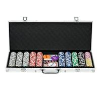 SPORTNOW Mallette de Poker Verrouillable 500 Jetons 5 Dés Aluminium