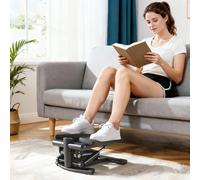 SPORTNOW Mini stepper fitness disque de torsion de la taille 2 en 1 écran LCD, hauteur réglable, 100 kg, 42 x 34 x 22 cm, noir