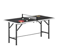 SPORTNOW Mini Table de Ping-Pong 152x76cm Pliable Intérieur Extérieur Noir | 2 Raquettes en Bois Massif, 3 Balles, Filet, Facile à Transporter, Stable, Résistant aux Intempéries