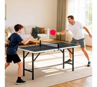SPORTNOW Mini Table de Ping-Pong Pliable avec Filet 2 Raquettes et 3 Balles pour Intérieur et Extérieur 152x76x70 cm Noir