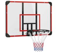 SPORTNOW Panier de Basket avec Panneau arrière, Planche de Basket-Ball d'extérieur avec Panier en Acier de 45 cm de diamètre et Filet, Montage Mural, pour Adolescents et Adultes, Rouge