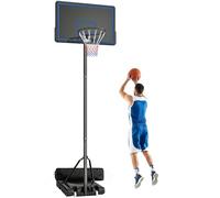 SPORTNOW Panier de Basketball sur Pieds avec Hauteur Réglable de 1,35 à 3,05 m, Panier de Basket Extérieur Portable avec Roues, Panneau Arrière en PE, Base de Lestage et Sac de Sable, Bleu