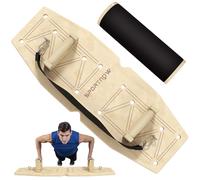 SPORTNOW, Parallettes de fitness pour musculation Poignées de pompes en bois Push Up Bars avec 8 paires de trous, bandes de résistance incluses, 11 exercices