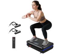SPORTNOW Plaque vibrante 120 Niveaux d'intensité 5 Modes préréglés | Lumières LED, bandes de résistance, antidérapant, vibreur compact, pour musculation, corps entier