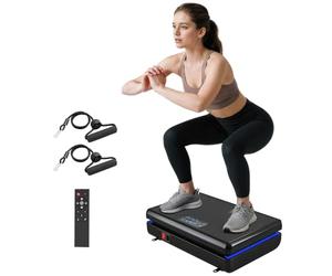 SPORTNOW Plaque vibrante 120 Niveaux d'intensité 5 Modes préréglés | Lumières LED, bandes de résistance, antidérapant, vibreur compact, pour musculation, corps entier