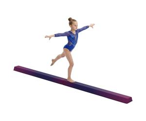 SPORTNOW Poutre de Gym Pliable Enfant 2,35m, Base antidérap., Bleu/Rose
