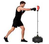 SPORTNOW Punching Ball sur Pied réglable en Hauteur 147-165 cm, Sac de Frappe sur Pied, Base lesté avec 12 ventouses, pour Exercice à Domicile, soulagement du Stress et Fitness, Noir