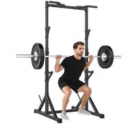 SPORTNOW Rack à squat réglable en hauteur, support à barre avec double support, porte-disques et barre de traction, rack à barre multifonctionnel pour entraînement à la salle de sport, à la maison ou
