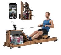 SPORTNOW Rameur à Eau Pliable en Bois d'Hévéa Rameur Appartement Chêne