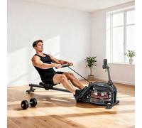 SPORTNOW Rameur à eau, rameur musculation d'appartement réservoir ajustable 6-11L écran LCD support de tablette 170x46x77cm noir