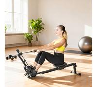 SPORTNOW Rameur pliable avec écran LCD et siège rembourré, résistance élastique, capacité 150 kg