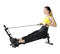 SPORTNOW Rameur pour maison, rameur compact silencieux avec résistance élastique, moniteur LCD, siège rembourré, pour entraînement tout le corps, capacité 150 kg, gain de place, noir