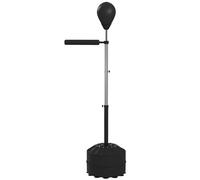 SPORTNOW Sac de Frappe sur Pied Punching Ball sur Pied réglable en Hauteur 160-205 cm, Pompe Inclus, Base de lestage de Sable ou Eau, pour Adolescents et débutants, Noir