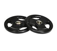 SPORTNOW set de 2 disques d'haltères, Tri-Grip 2 x 10 KG disques olympiques caoutchoutés, disques de poids protégeant le sol avec perçage de 5 cm, trois poignées, pour haltérophilie, musculation