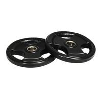 SPORTNOW Set de 2 disques d'haltères, Tri-Grip 2 x 15 KG disques Olympiques caoutchoutés, disques de Poids protégeant Le Sol avec perçage de 5 cm, Trois poignées, pour haltérophilie, Musculation