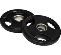 SPORTNOW set de 2 disques d'haltères, Tri-Grip 2 x 5 KG disques olympiques caoutchoutés, disques de poids protégeant le sol avec perçage de 5 cm, trois poignées, pour haltérophilie, musculation