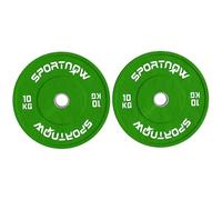 SPORTNOW Set de 2 disques en caoutchouc 2x10kg trou 5cm Vert
