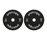 SPORTNOW Set de 2 disques en caoutchouc 2x5kg trou 5cm Noir