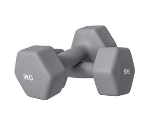 SPORTNOW Set de 2 Haltères Hexagonaux Antidérapants 2x9kg Gris