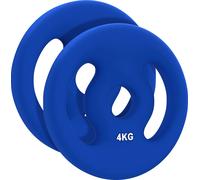 SPORTNOW set de 2 poids d'haltères, 2 x 4 kg de poids, set de disques d'haltères, disques de poids pour barre d'haltère de 2,5 cm, perçage de Ø 30 mm, bleu