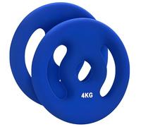 SPORTNOW set de 2 poids d'haltères, 2 x 4 kg de poids, set de disques d'haltères, disques de poids pour barre d'haltère de 2,5 cm, perçage de Ø 30 mm, bleu
