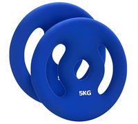 SPORTNOW set de 2 poids d'haltères, 2 x 5 kg de poids, set de disques d'haltères, disques de poids pour barre d'haltère de 2,5 cm, perçage de Ø 30 mm, bleu