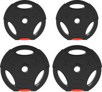 SPORTNOW set de 4 poids d'haltères, 2 x 2,5 kg/5kg poids, set de disques d'haltères, disques de poids pour barre d'haltère de 2,5 cm, perçage de Ø 25/30 mm, noir