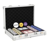 SPORTNOW Set de jetons de poker en valise, avec dés, bouton Dealer, 2 jeux de cartes, couleur argentée